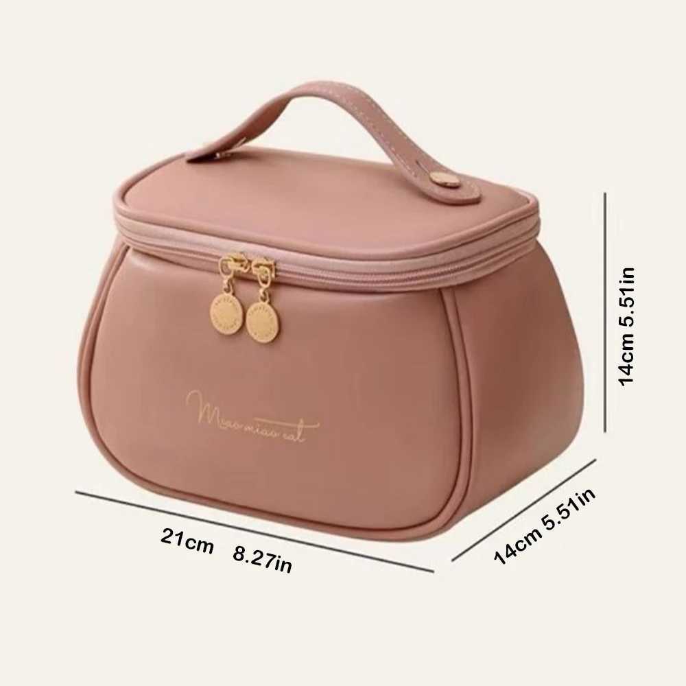 1 piece of PU leather storage bag with large capacity portable and waterproof suitable for travel storageXJ250415