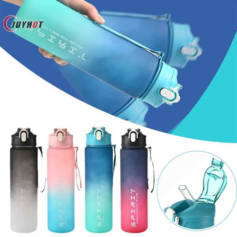 28oz Large Capacity Leak Proof Sports Water Bottle Colorful Plastic Kettle Straw Cup Outdoor Travel Portable Gym Fitness JugsW251114