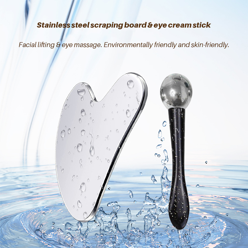 Facial Beauty Tool Set Heart-Shaped 304 Stainless Steel Gua Sha Board LM-Style Eye Cream Massager
