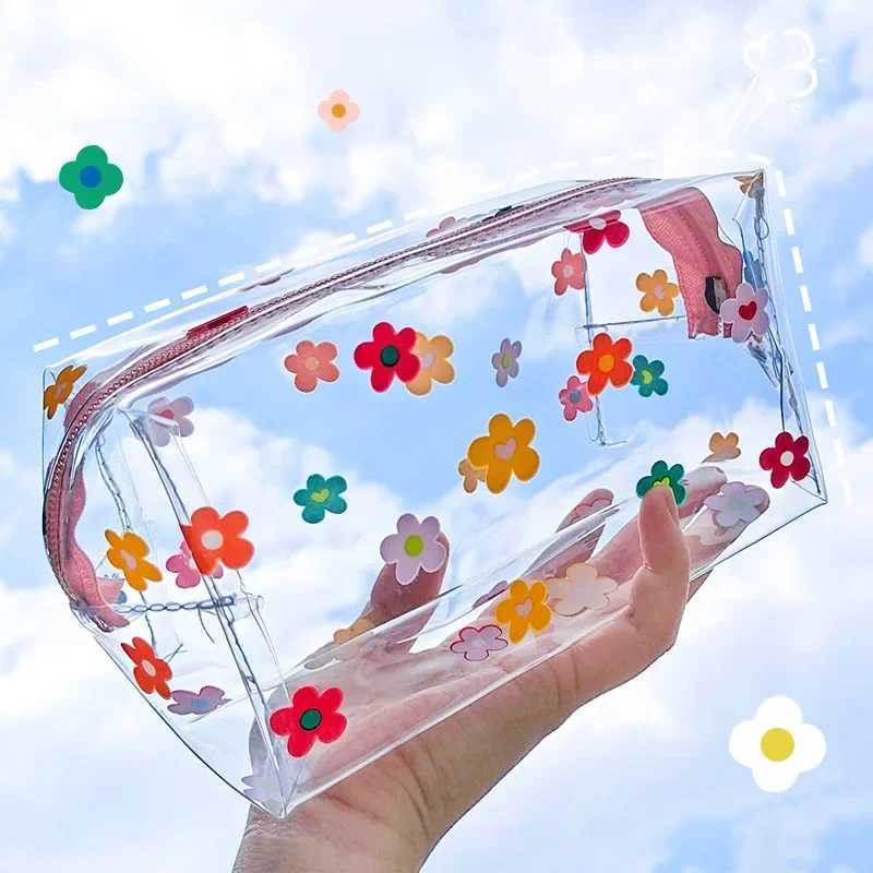 Paper box transparent PVC W bag girl travel organizer transparent makeup bag beauty makeup bagXJ250415