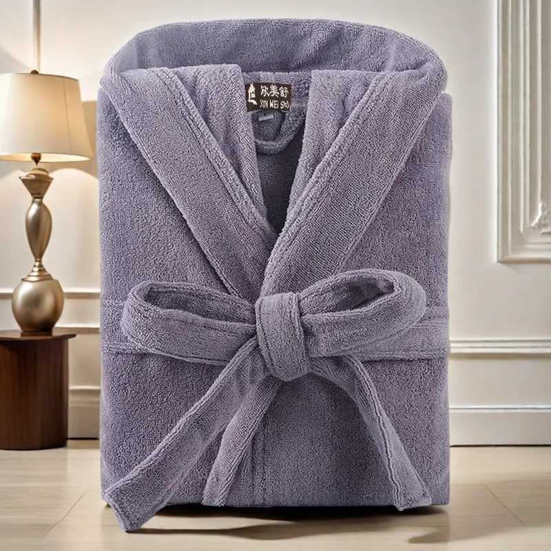 Cotton Hooded Bathrobe Men 100Long Terry Towel Big and Tall Towel Bathrobe Male Terry Cloth Bath Robe Sleeping Dressing Gown C251115