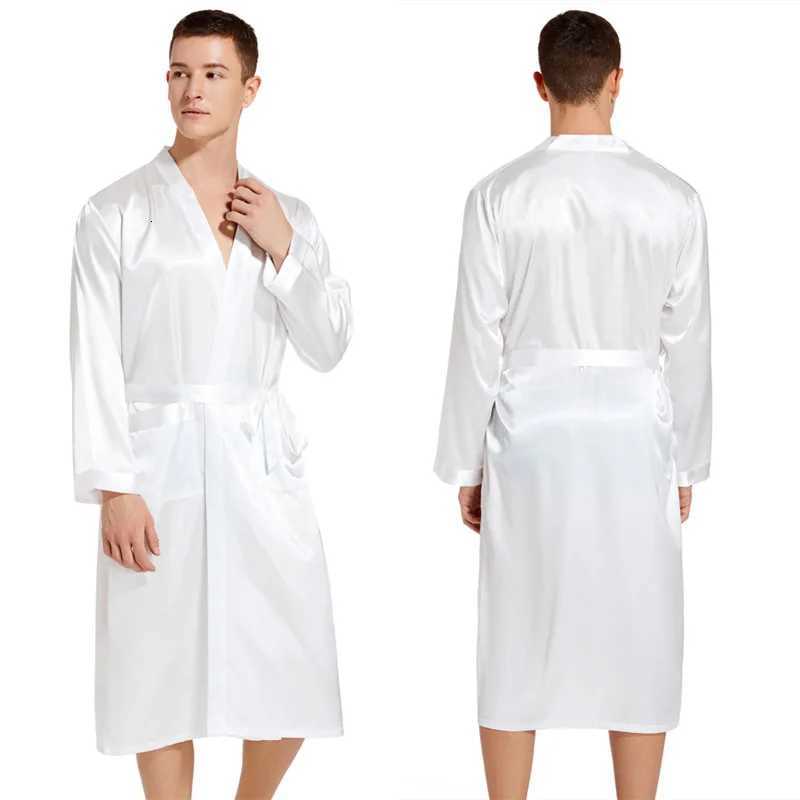 Long Stain Robe Men Peignoir Homme Loose Homewear Casual Sleep Dressing Gown Male Ice Silk Kimono Bathrobe Loungewear Pijama C251115