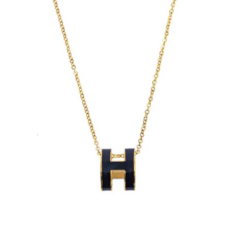 H Letter Enamel Pendant Necklace Women Minimalist Oval Collarbone Chain Viral Fashion Jewelry Trendy K251114