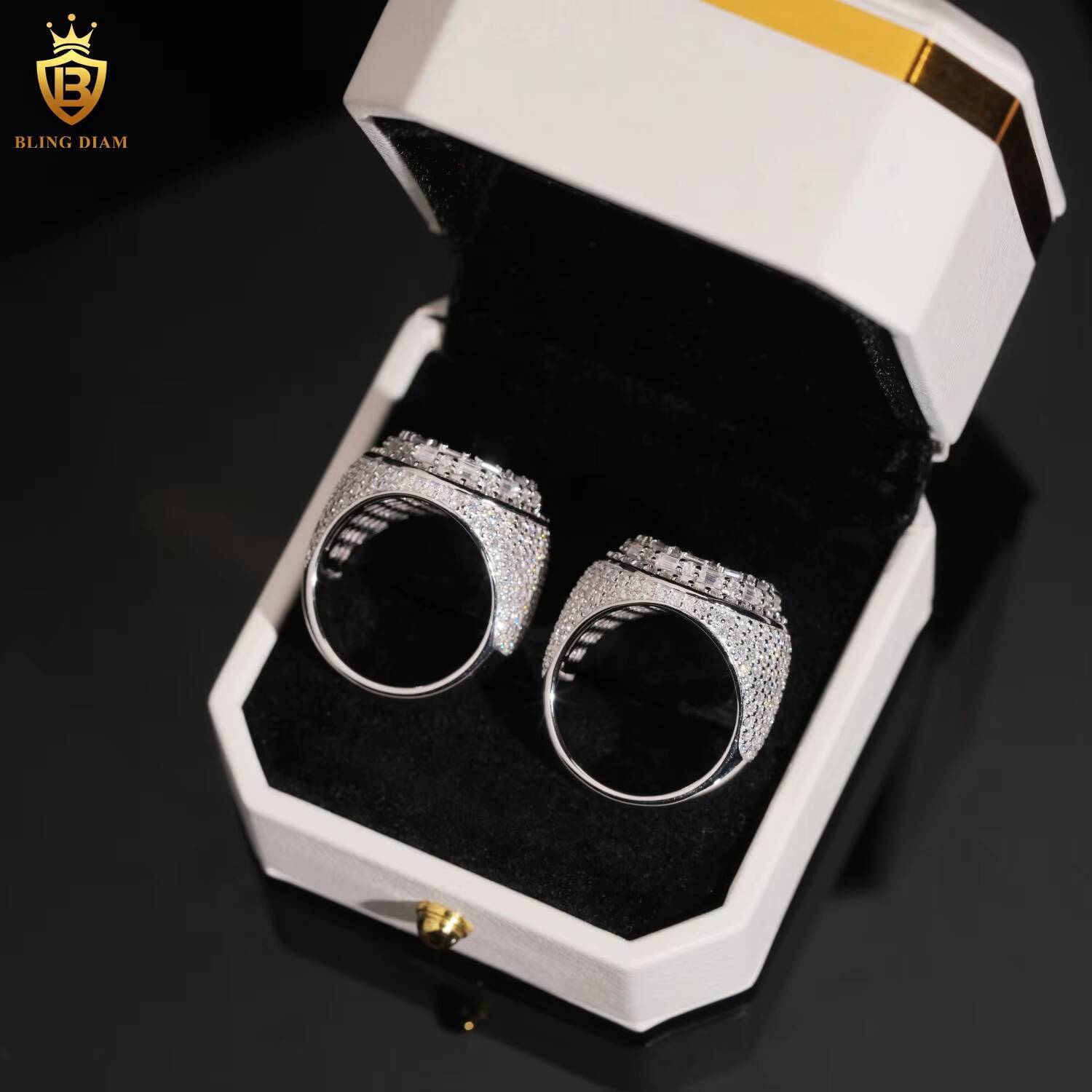 Rapper Hip Hop Custom Iced Out Men Ring VVS Moissanite 925 Sterling Silver Rings Diamond Jewelry Ring