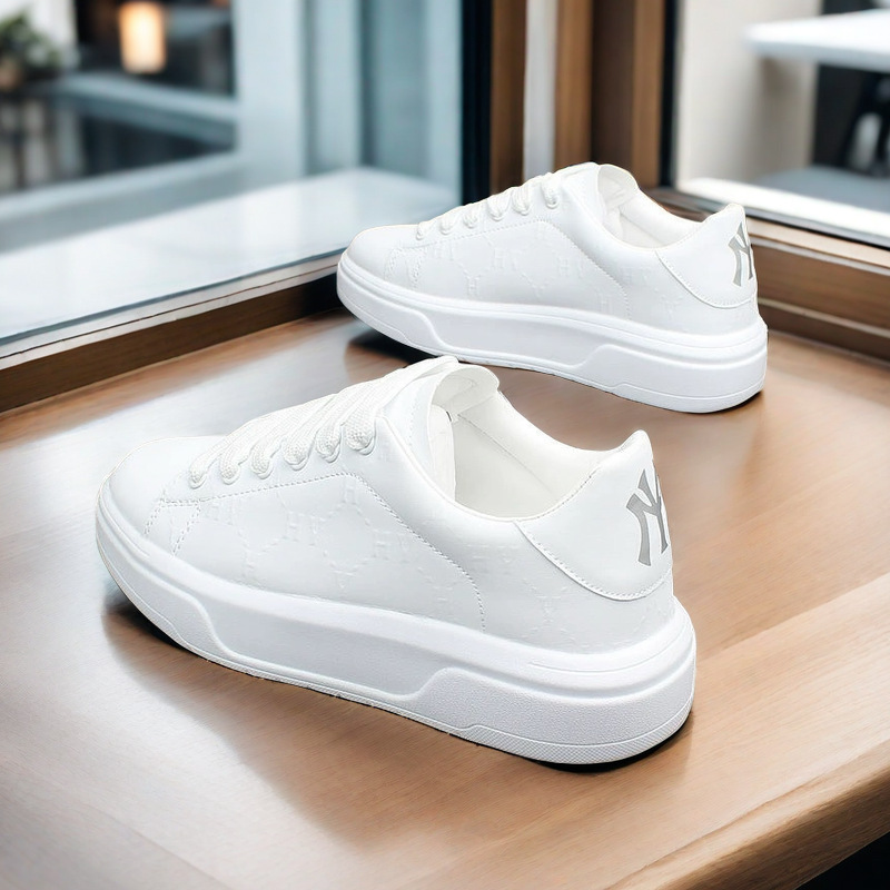 Men's and women's spring and summer new breathable printed little white shoes men's thick sole trend couple board shoes