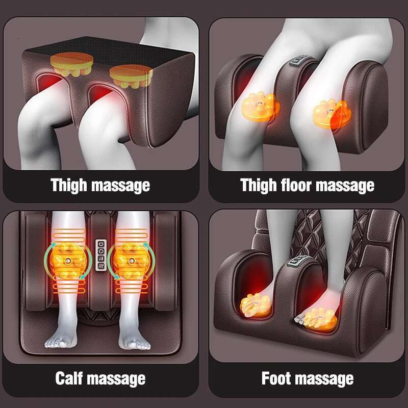 Leg Foot Massage Mattress, 10 Motors Vibration, Moxibustion, 12V Heating Kneading, 3-Time Settings, Neck & Back Stress Relief