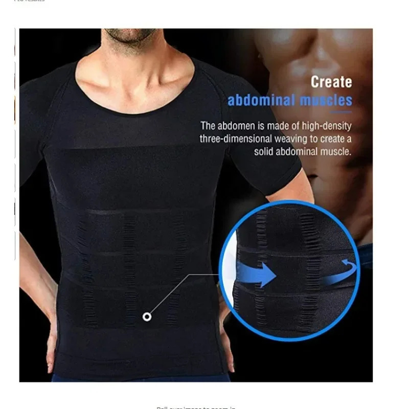 Men Body Toning T-Shirt Body Shaper Corrective Slimming Posture Belly Fat Control Compression Slim Corset Man Modeling Underwear 250415