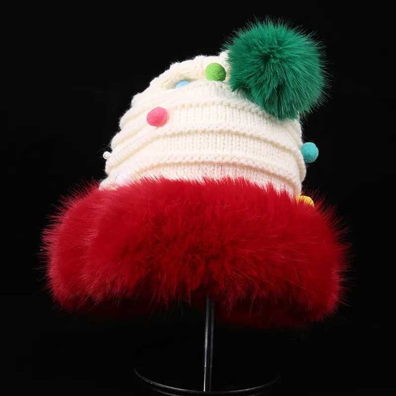 Christmas Decorative Knitted Woolen Hat Elegant Autumn Winter Warm Comfortable All-Match Party Hat for Festive Celebrations Y251115