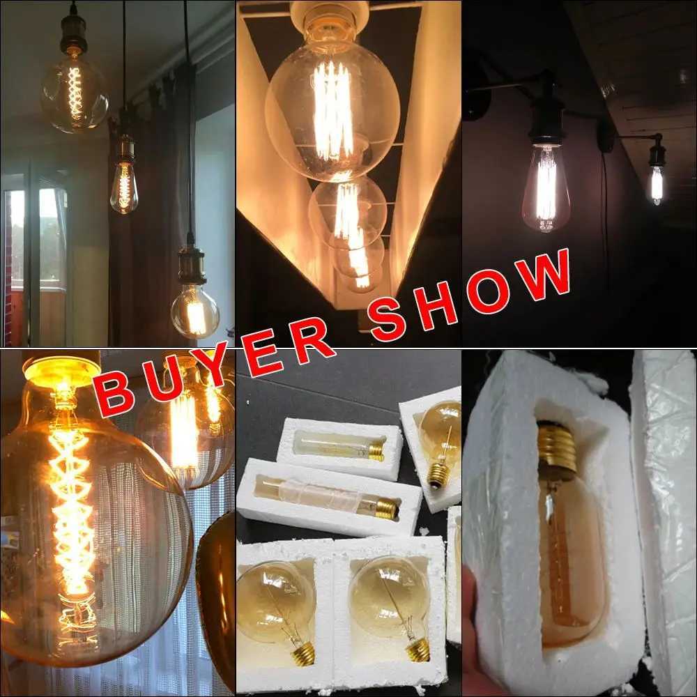 Edison bulb E27 220V 40W ST64 G80 G95 G125 Glass bulb retro Edison bulb incandescent bulb filament antique bulb C251115