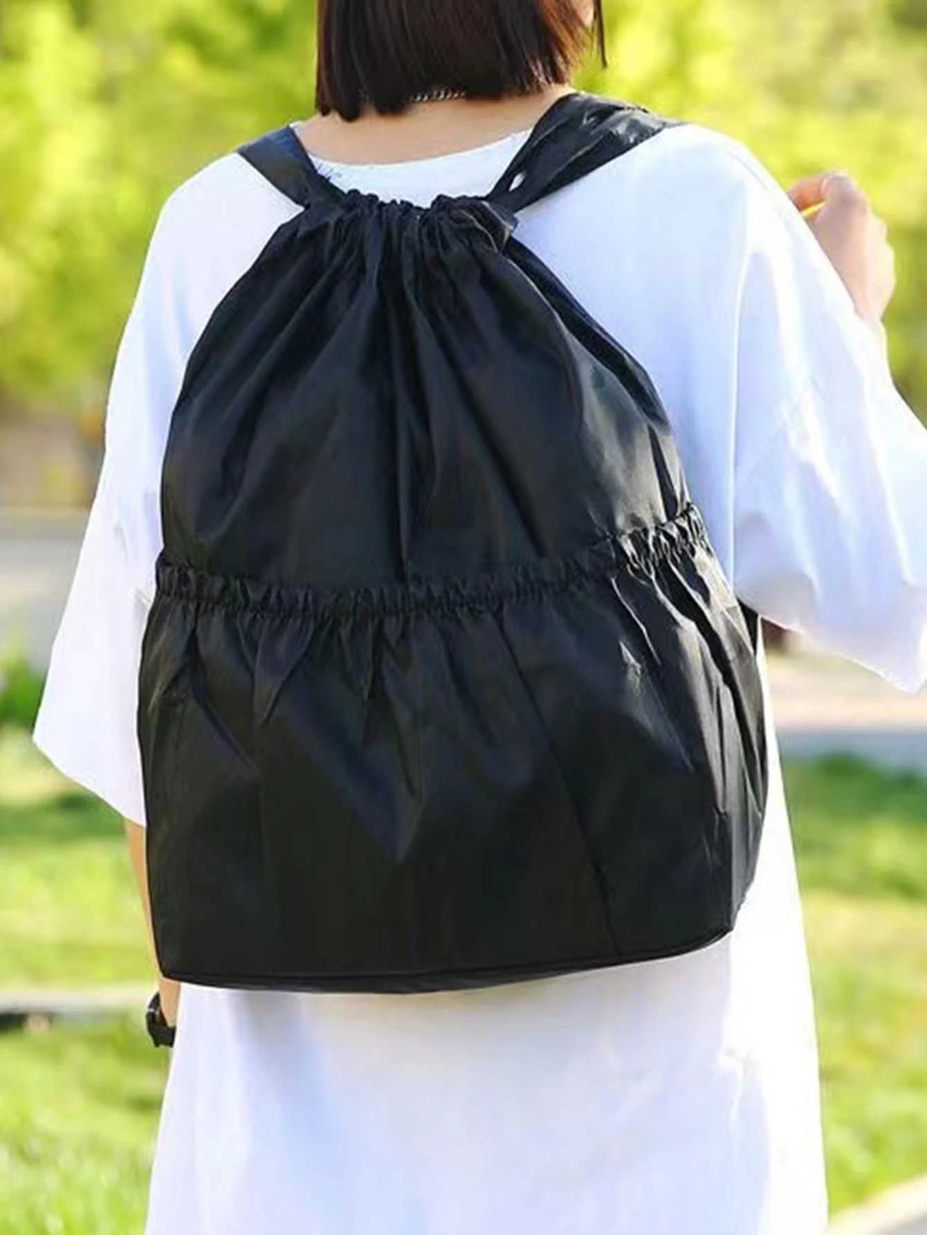 Mens and Womens Dual Shoulder Backpacks - Large Capacity Drawstring Fastened Shoulder Bags for Outdoor Leisure UseW251114