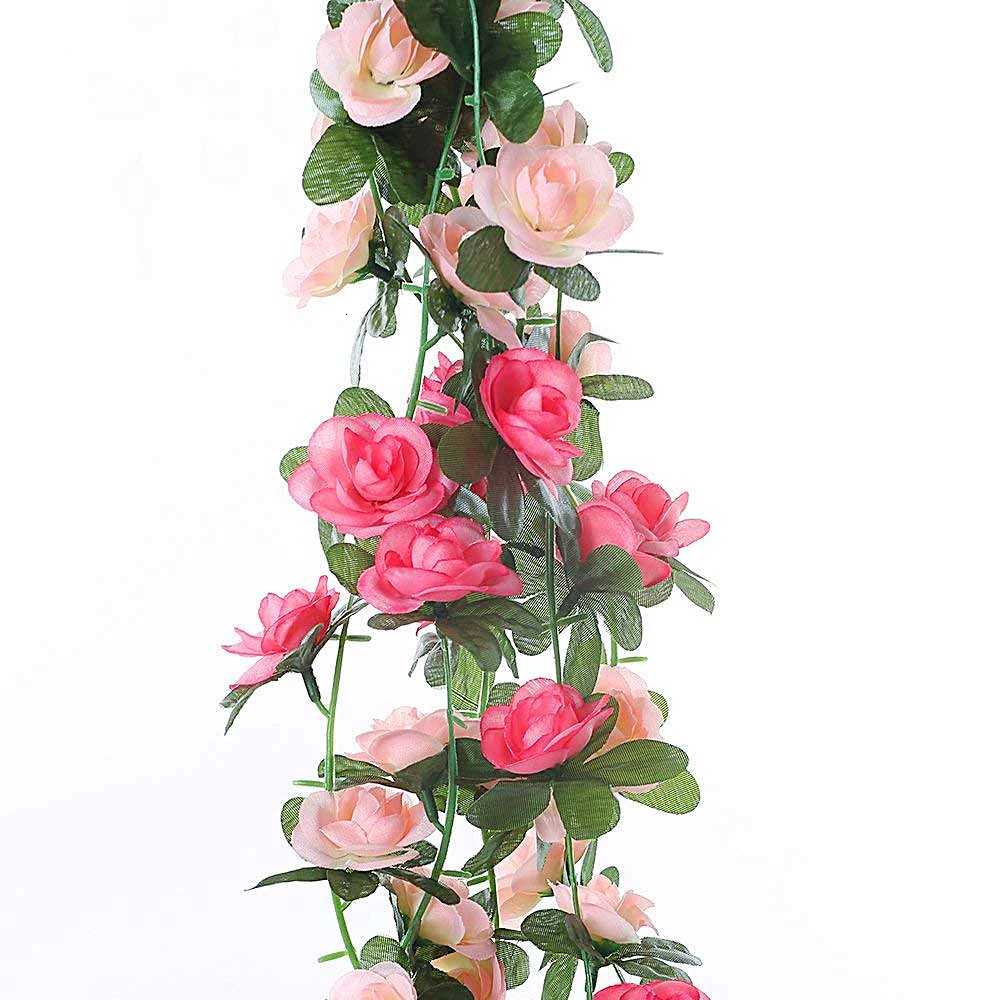 82ft Artificial Rose Garland Pink Fake Rose Vine Faux Flower Garland Hanging Flowers Plants For Wedding Garden Party Wall DecorM251115