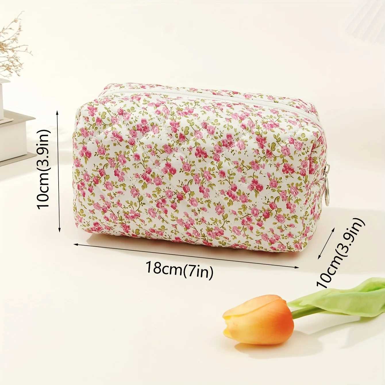 Matte makeup bag floral makeup bag fashionable and cute travel makeup bag organizer makeup brush storage bagXJ250415