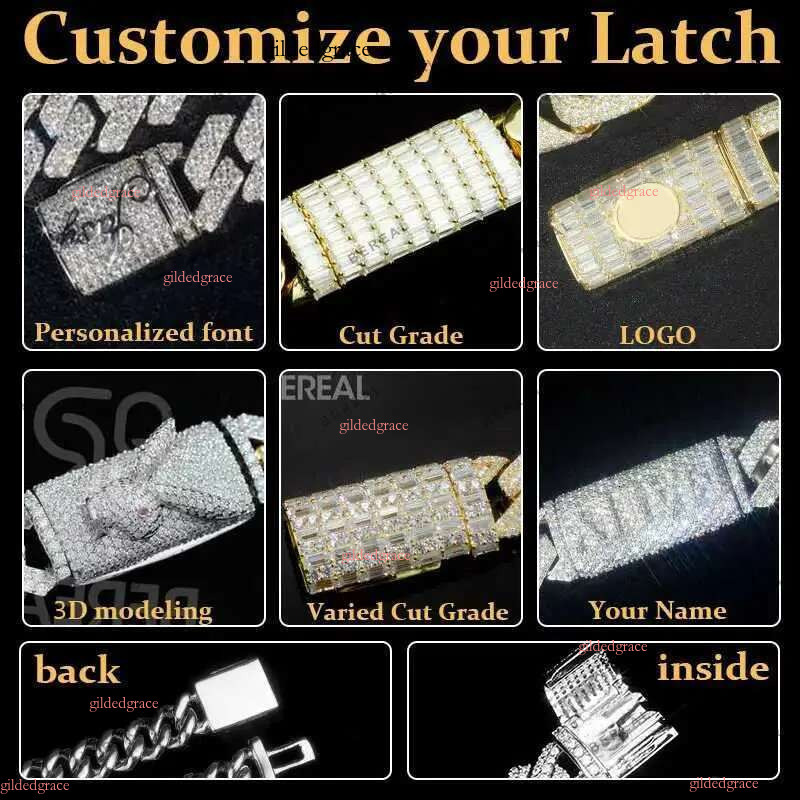 necklace moissanite chain Custom Pass Dia Tester Hip Hop Jewelry Sterg Sier 6mm 8mm Fashionable man Iced Out VVS Cuban k Moissanite Chain For Men