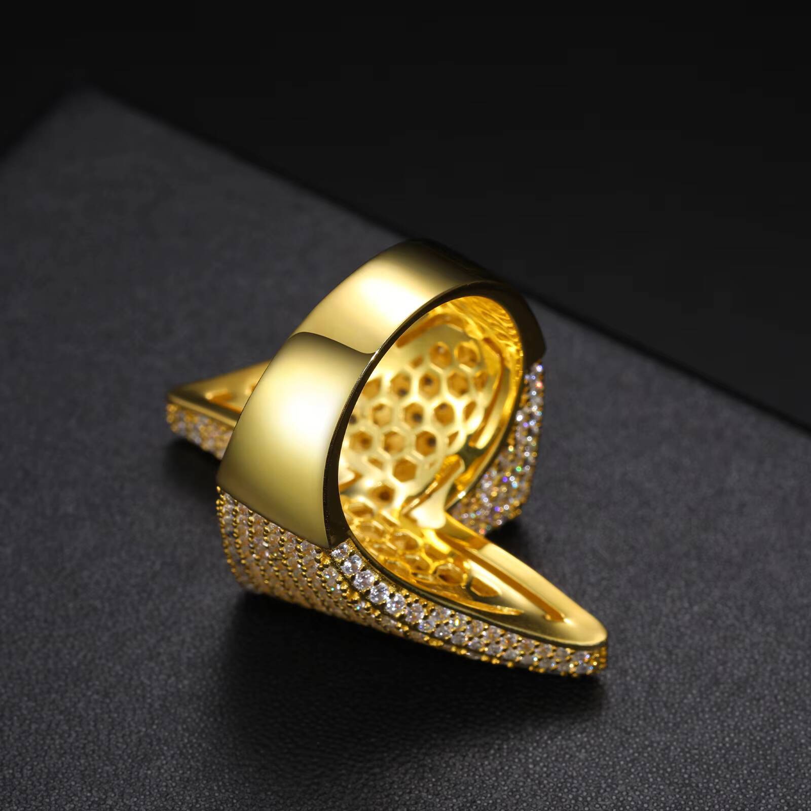 Dropshipping Micro Paved VVS Moissanite Lightning Hip Hop Ring 925 Sterling Silver Rapper Jewelry White Gold Plated Mens