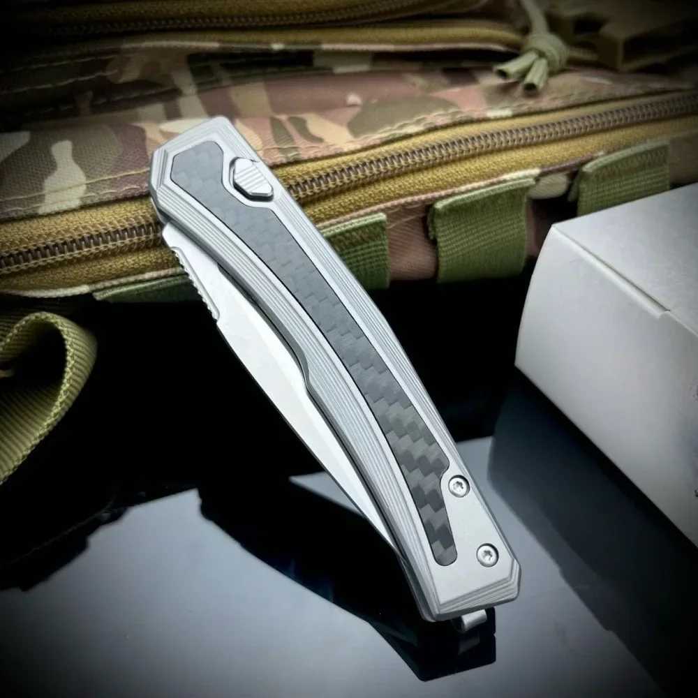High quality 0556 pocket folding knife 9cr13 blade carbon fiber handle hunting outdoor survival knife Edc tactical camping toolXJ250415