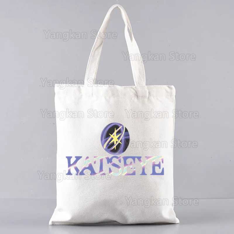 KATSEYE Korean Shopping Bag Print Original Design White Unisex Fashion Travel Canvas BagsW251114