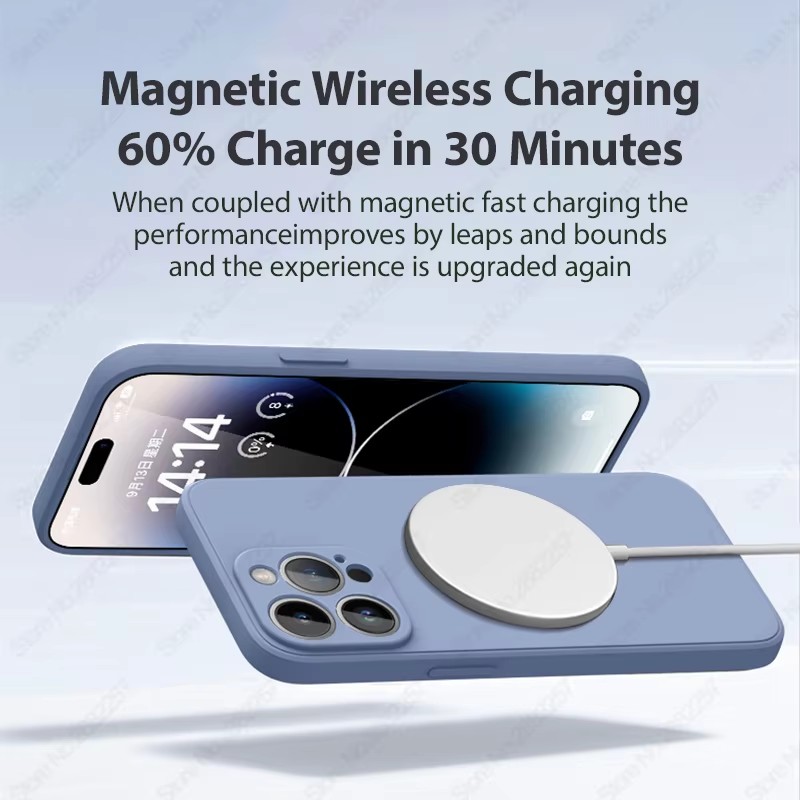 Luxury Liquid Silicone Phone Case For Magsafe Magnetic Charging Cover Protection Shell For iPhone 16 13 15 11 14 12 Pro Max Plus