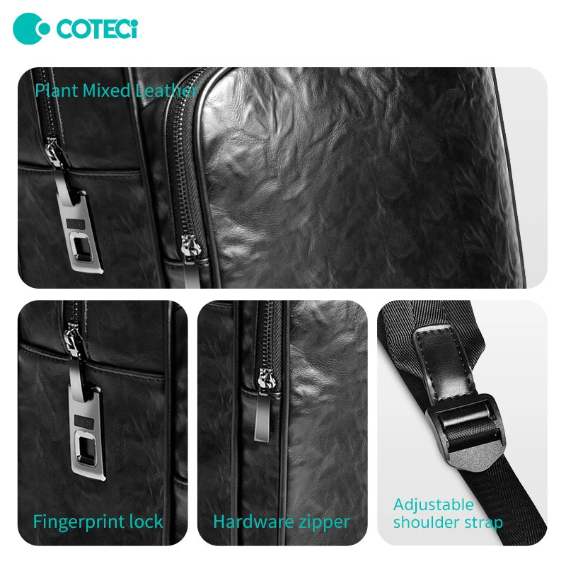 Vegetarian tanned denim series backpack with fingerprint lock mens backpack business computer bag fashionable and casual 250410