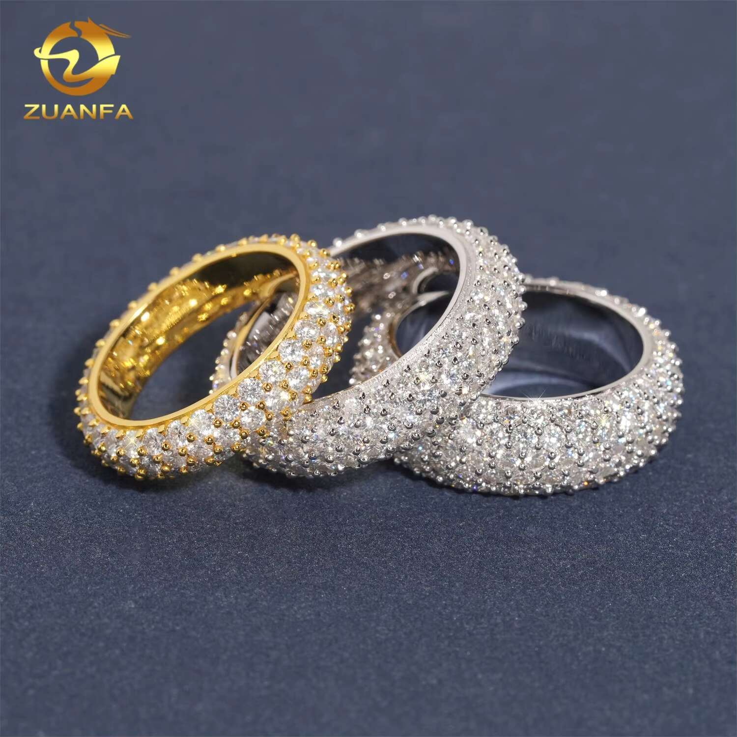 Popular Gemstone Jewelry Wholesale Price Iced Out 925 Silver Eternity Band Men Moissanite Hip Hop Ring