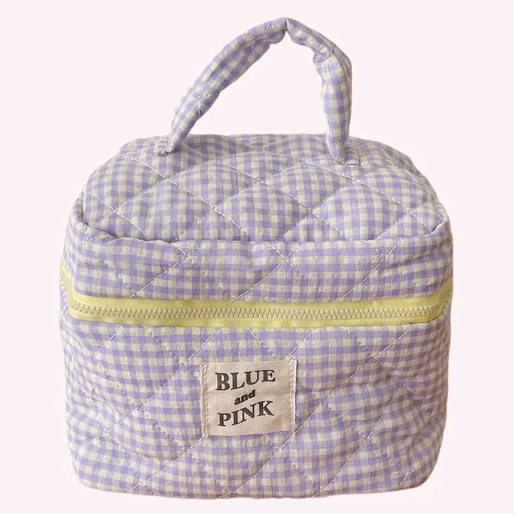 Womens plain weave makeup bag Fi sweet cotton Cluh handbag soft fabric organizer bag cute travel toilet bag practical bagXJ250415