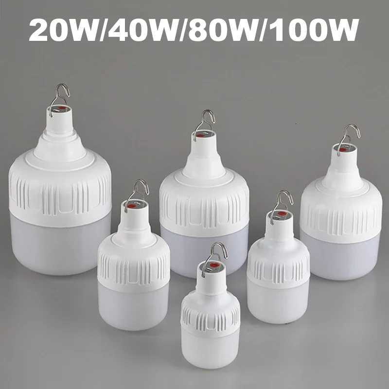 20W 40W 80W 100W USB Rechargeable Camping LED Night Light Portable Outdoor Camping Lantern Lights with Hook Emergency LED Lamp M251115