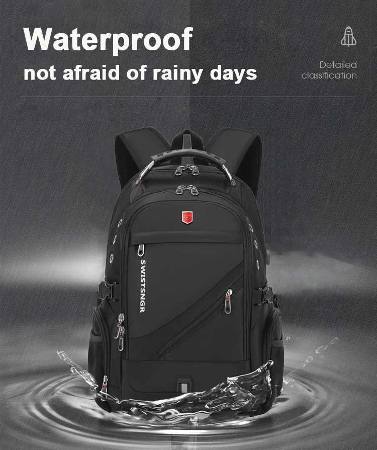 Waterproof 156/173 Inch Laptop Backpack Men USB Charging Swiss Backpack Travel Women Rucksack Male Vintage School Bag MochilaW251114