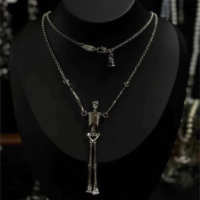 High Version Empress Dowager Saturn Humanoid Skeleton Necklace With Personalized Punk Niche Design, Sweater Chain