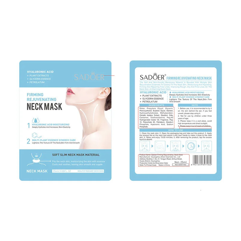 SADOER Hyaluronic Acid Neck Mask Collagen Neck Masks Nourishing Beauty Necks Skin Care 250414