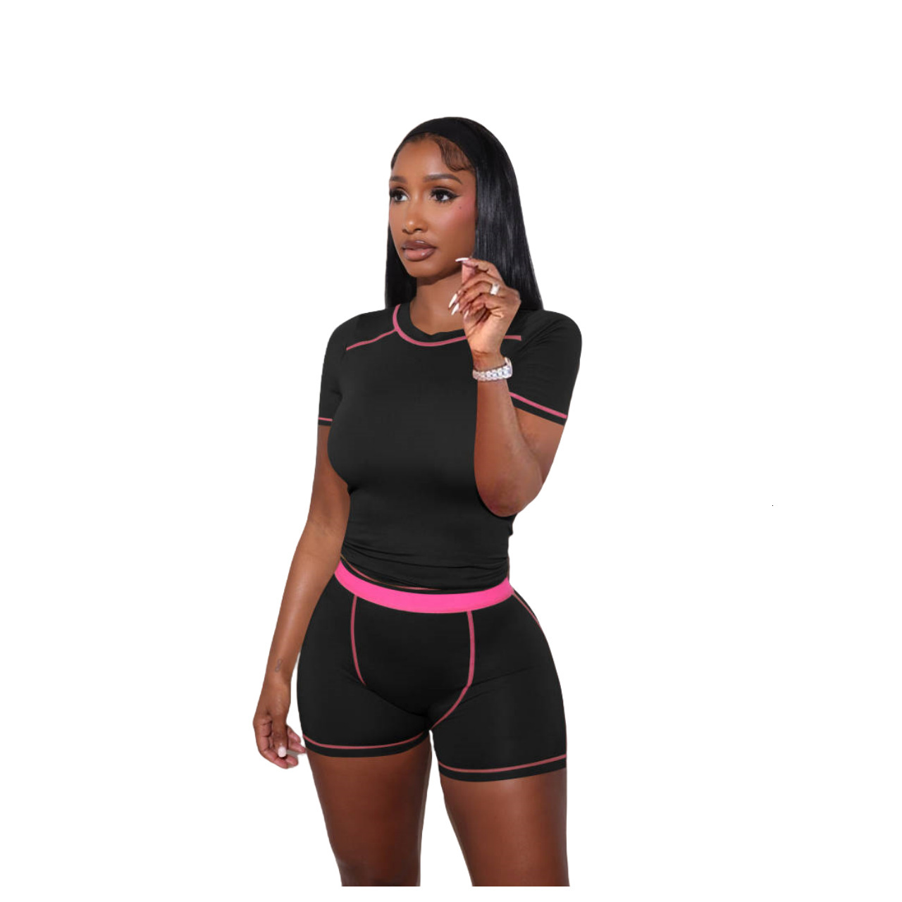 Womens Tracksuits Two Pieces Ser 2025 New Fashion And Casual Thread Contrast Sportwear 3 Colors