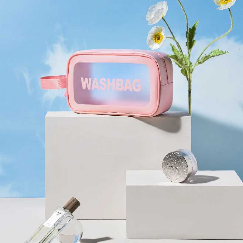 Waterproof Makeup Bag Portable Makeup Bag Large Capacity Transparent W Bag Travel PVC Matte Makeup Bag Storage Bag PU BagXJ250415