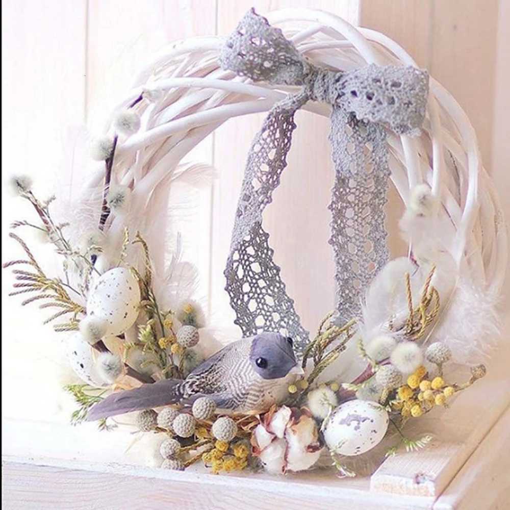 10/15/20/25/30cm White Wicker Wreath Garland Decor Rattan Ring Artificial Flowers Garland Dried Flower Frame Craft AccessoriesM251115