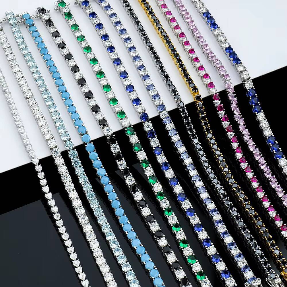 Luxury Mens Womens Hip Hop Tennis Chain Necklace Fine 2MM-5MM Lab Diamond S925 Silver VVS Moissanite Iced Jewelry