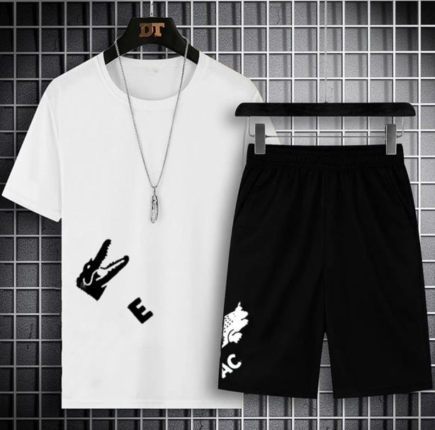 designer Shorts mens t shirt Tracksuit Flocking Letter Print Cotton T Shirt Shorts Set Summer Sports Breathable Basketball Suit Men Streewear