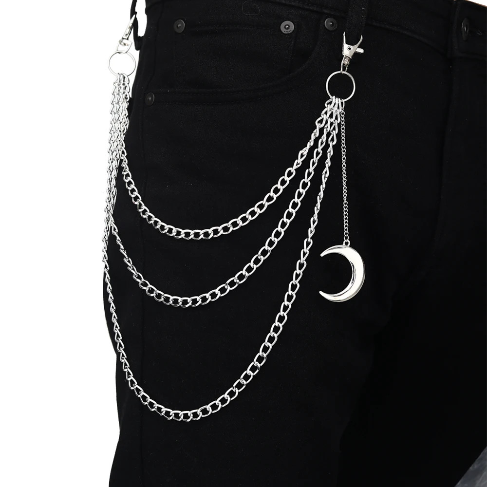 Punk Pants Chain Pentagram Keychains for Men Women Jean Trouser Biker Chains Harajuku Goth Jewelry Gothic Rock Emo Accessories 250414