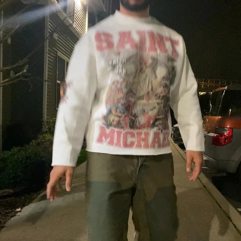 Streetwear Round Neck Sweatshirt Men Women Harajuku Classic Character Graphic Print Oversized Long Sleeves T Shirt Goth Clothes 250414