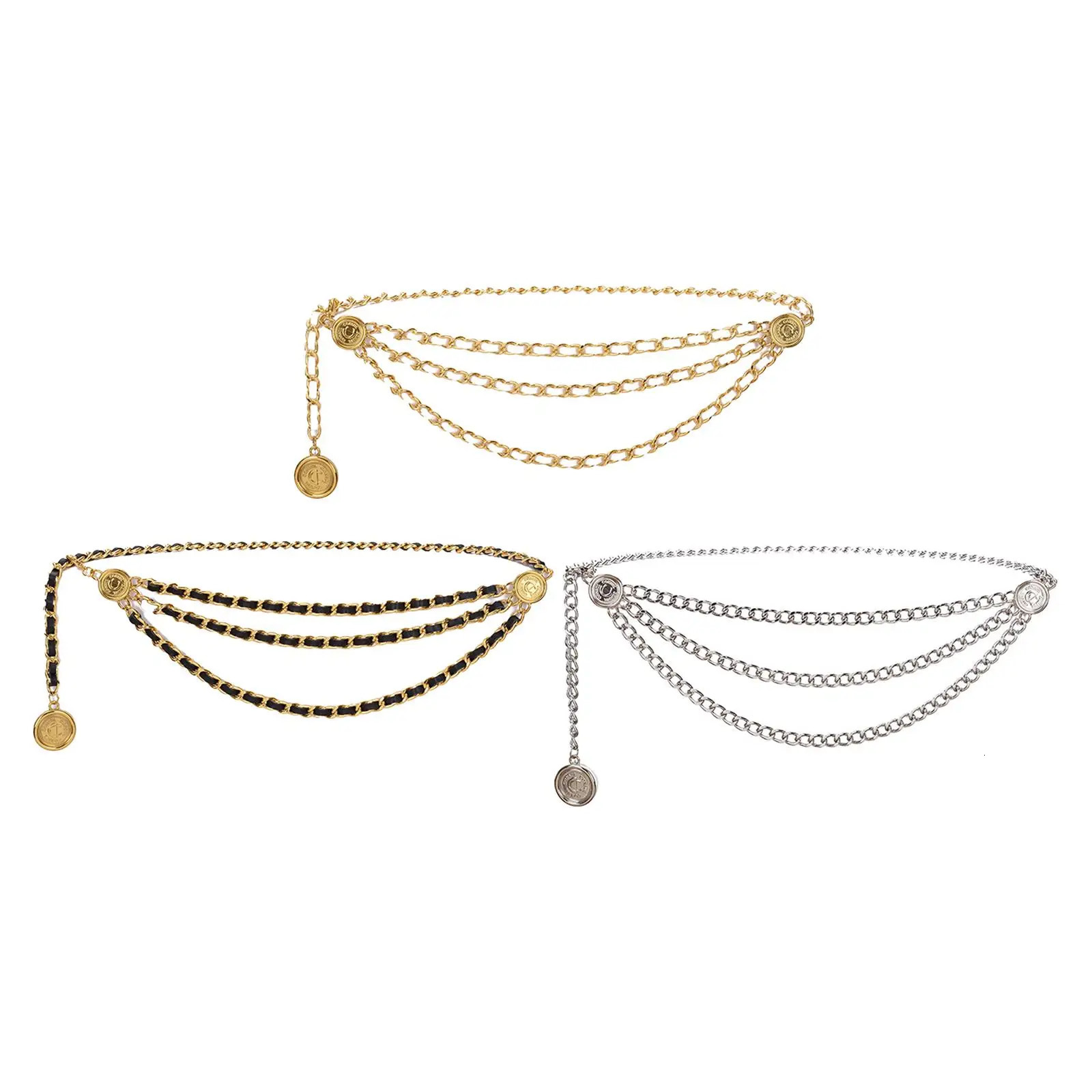 Waist Chain Belt Multilayer Delicate Retro Flexible Buttons for Bridal Women 250414