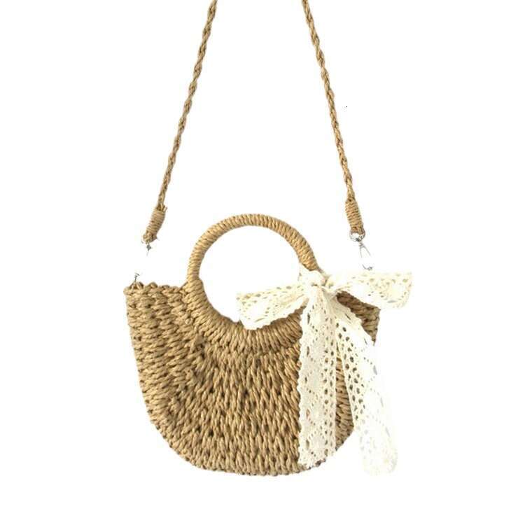 Handmade Beach Bag 2022 New Grass Half Round Small Handheld Crossbody Dual Purpose Versatile Photo Beach Fashionable Woven Bag Kq2