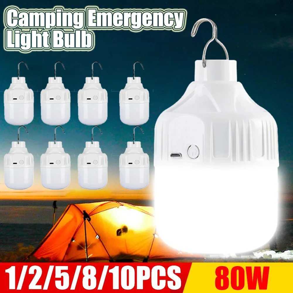 1-10pcs Outdoor USB Rechargeable LED Lamp Bulbs High Brightness Emergency Light Hook Up Camping Portable Lantern Night Lights M251115