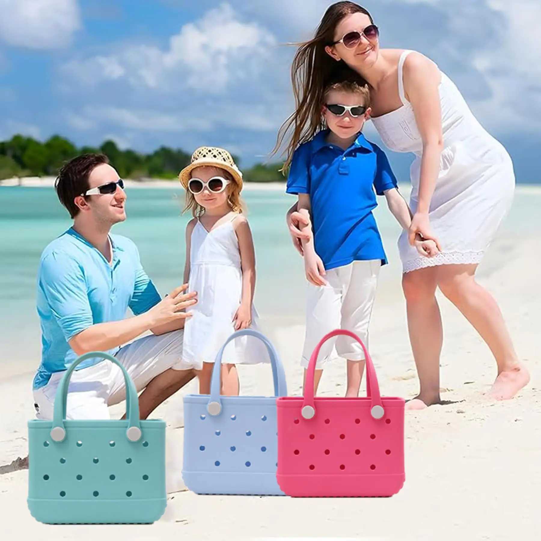Rubber handbag small beach bag waterproof outdoor handbag washable handbag portable travel bag open tote bag W250415