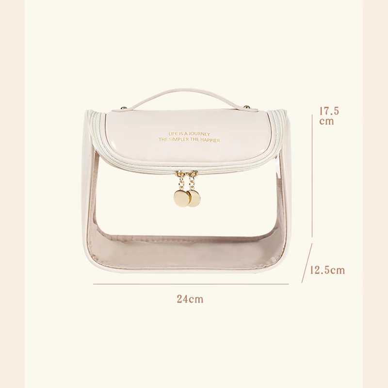 Transparent makeup bag used for hanging travel toilet cosmetics large capacity waterproof zipper organizerXJ250415