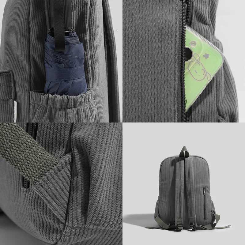 Ladies Fashionable Backpack Large Capacity Corduroy Material Simple And Durable Casual Travel Backpack Student BackpackW251114