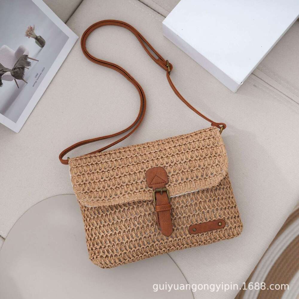 Handmade Beach Bag Small Postman Crossbody High-End Straw Bag, Versatile Woven Daily Use, Fashionable Summer Beach Bag For Women Kq2