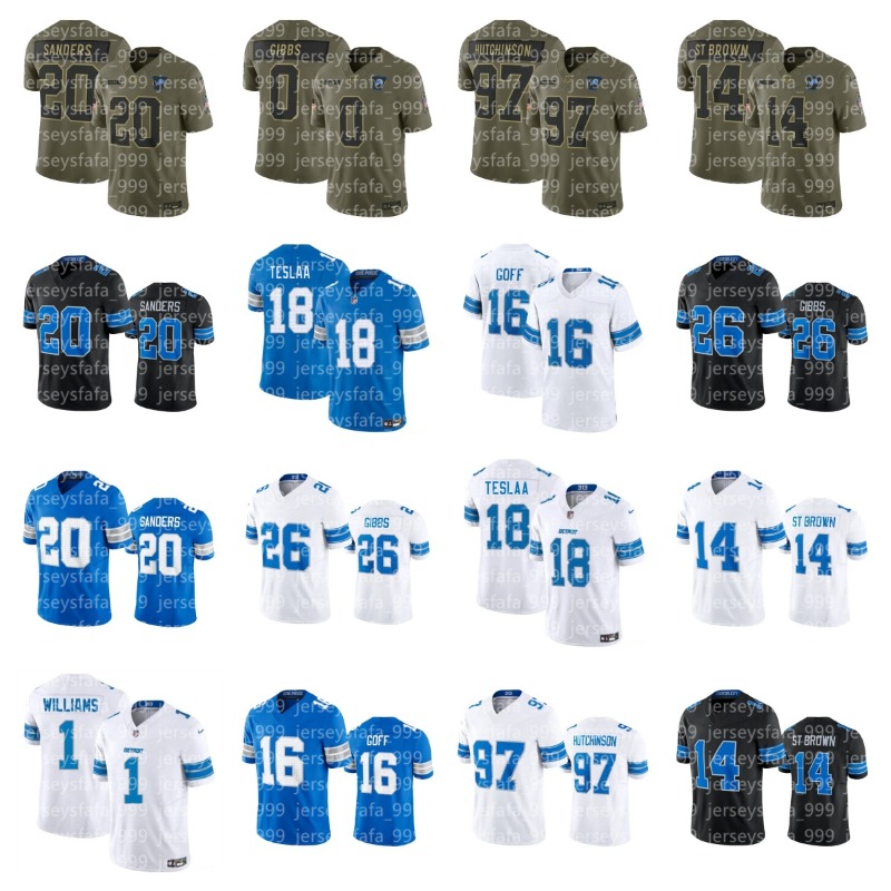 NFL Lions Jersey 14 Amon-Ra St. Brown 18 Isaac TeSlaa Jack Campbell Kerby Joseph Penei Sewell Brock Wright Terrion Arnold Malcolm Rodriguez Kalif Football youth