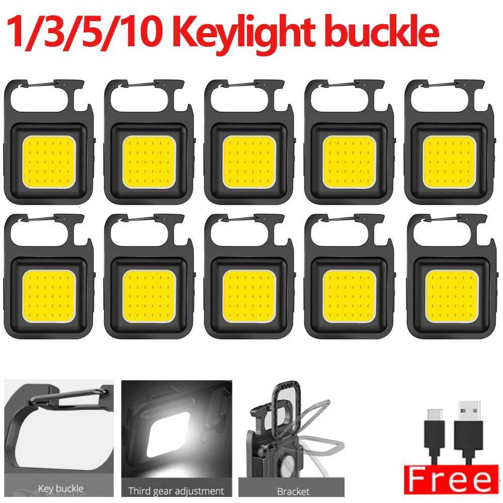 Portable Mini Super Bright COB Keychain Light 4 Lighting Modes Forwork Light Flashlight Charging Lamp Camping Lights with Magnet M251115