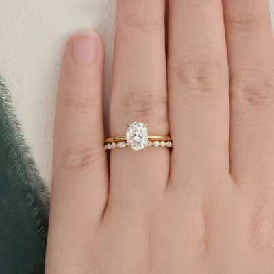 Excellent Quality Luxury Fine Jewelry Wedding Rings Set 18k Gold With Diamond Moissanite Ring