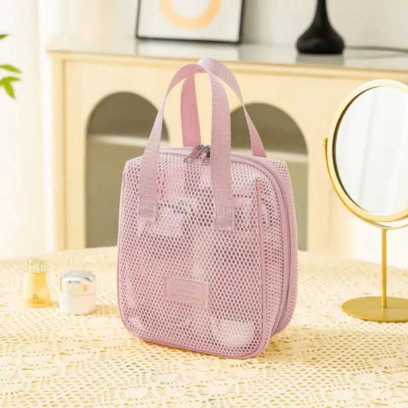 Mesh Makeup Bag Zipper Toilet Organizer Makeup Bag Multi functional Female Lipstick Key Coin Wallet Bag HandbagXJ250415