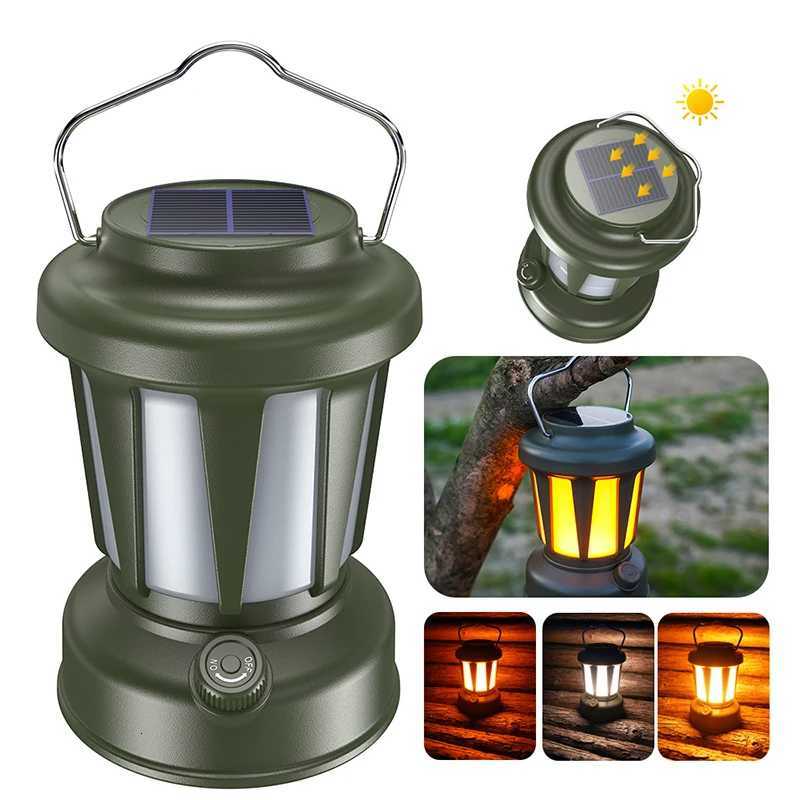 Portable Solar USB Rechargeable LED Camping Lamp Dimming of Cold and Warm Outdoor Environmental Protection Camp Tent Lantern M251115