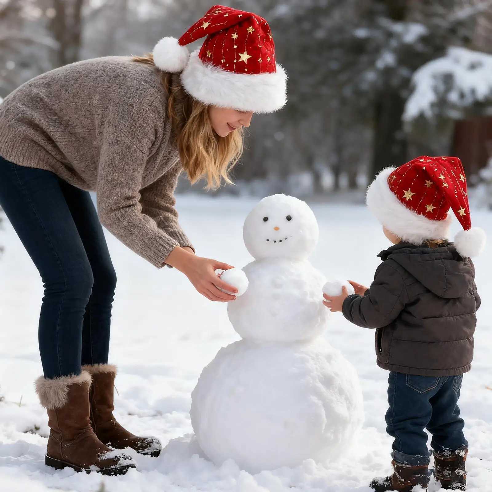 Fluffy Plush Santa Hat for Christmas Festive Headwear for Women Men Family Party Cosplay New Year Parade Photography Y251115