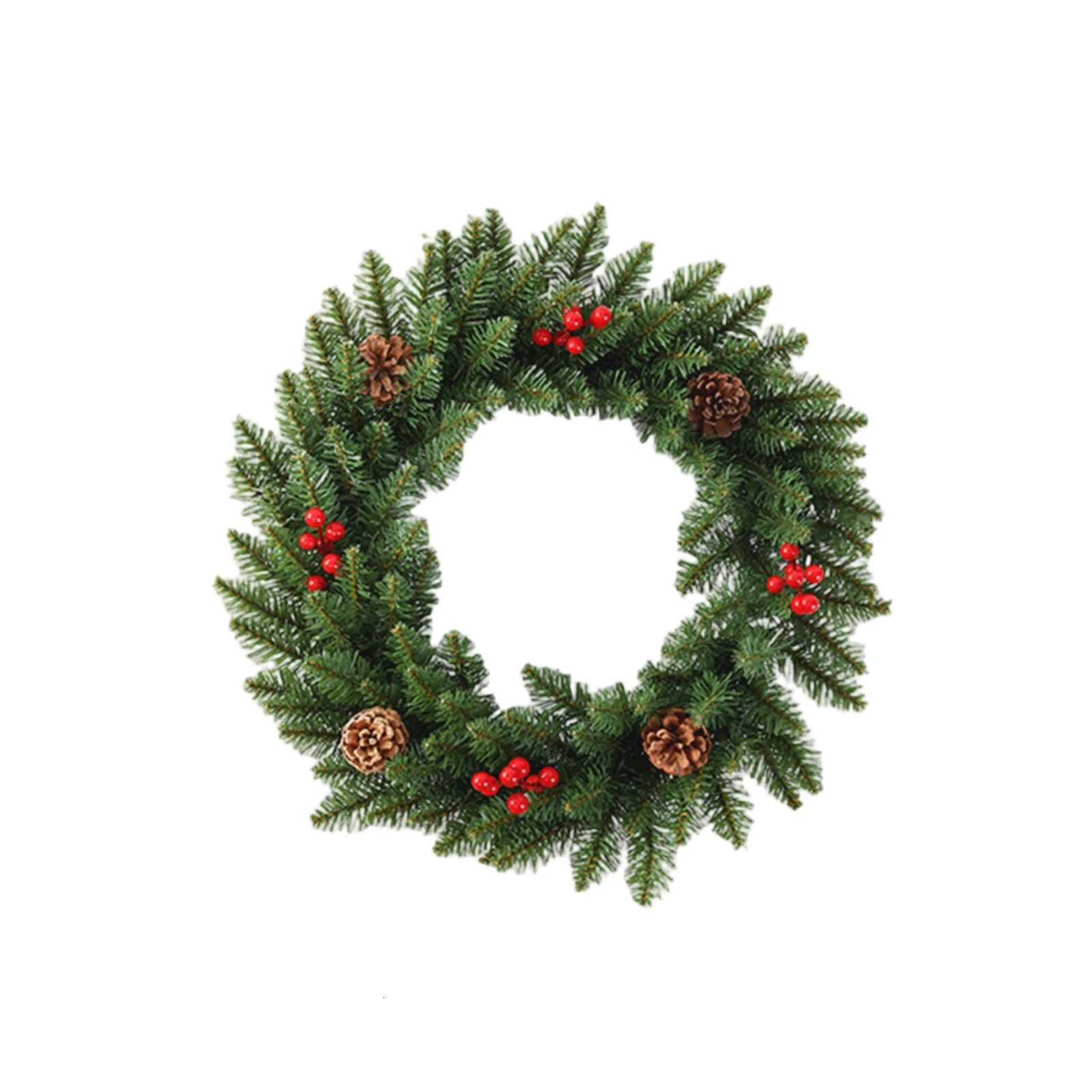 50CM Artificial Garland Green Christmas Wreath New Year home Decorations Wreath Window Door Hanging Ornaments Navidad 2025M251115