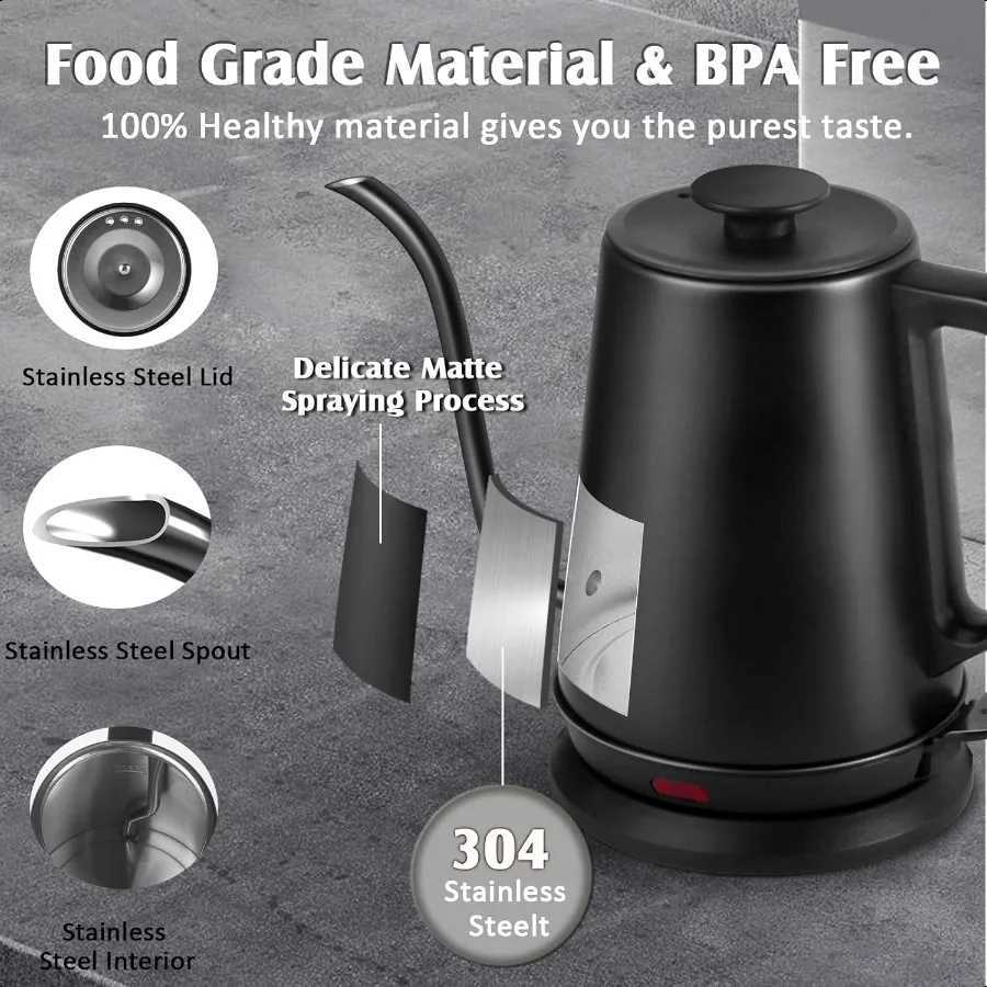 1L Electric Gooseneck Kettle Tea Kettle for Boiling Water Gooseneck Electric Kettle for Coffee and Tea Fast Boiling for Pour Ov Y251114